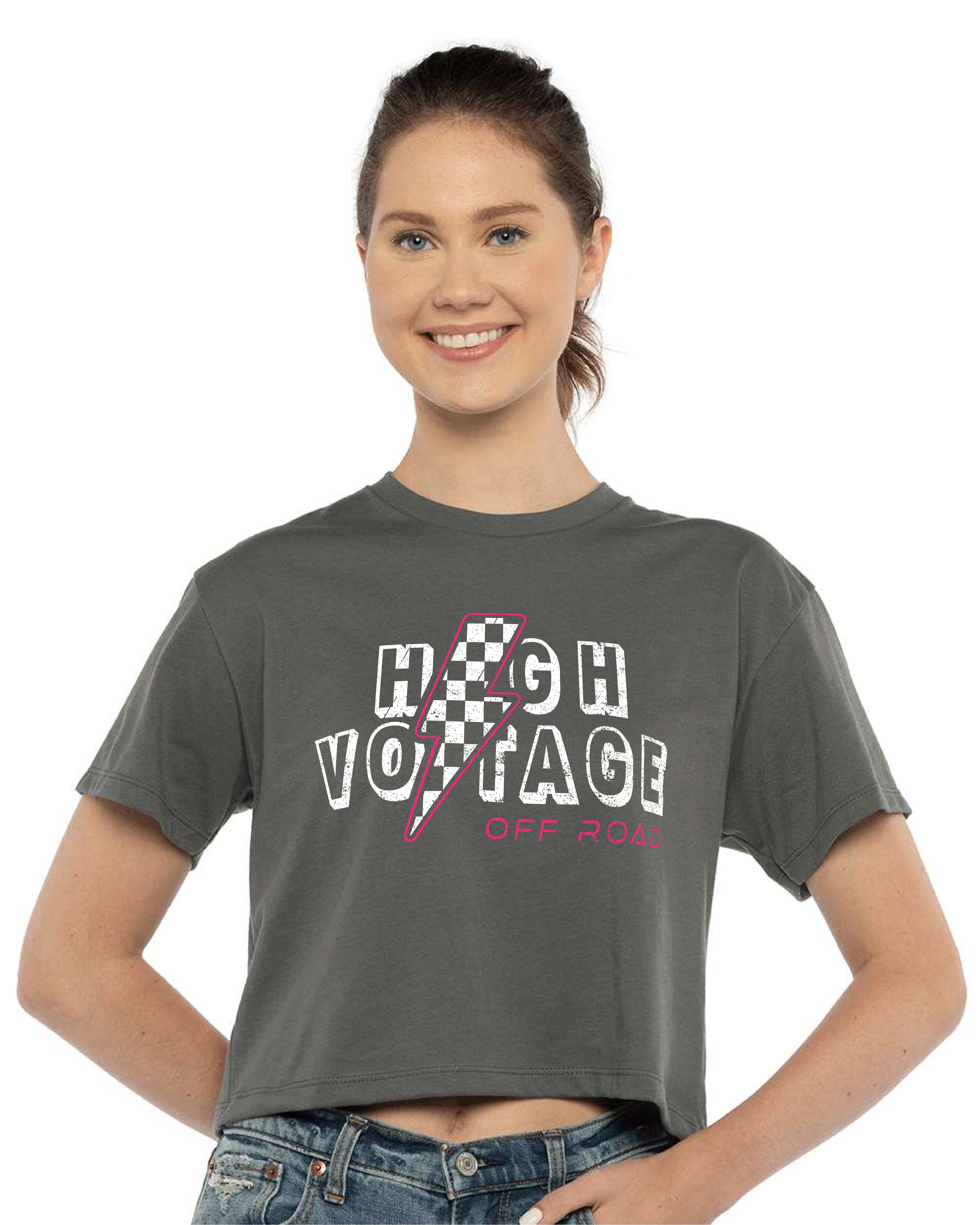 Checkered Bolt Crop Tee