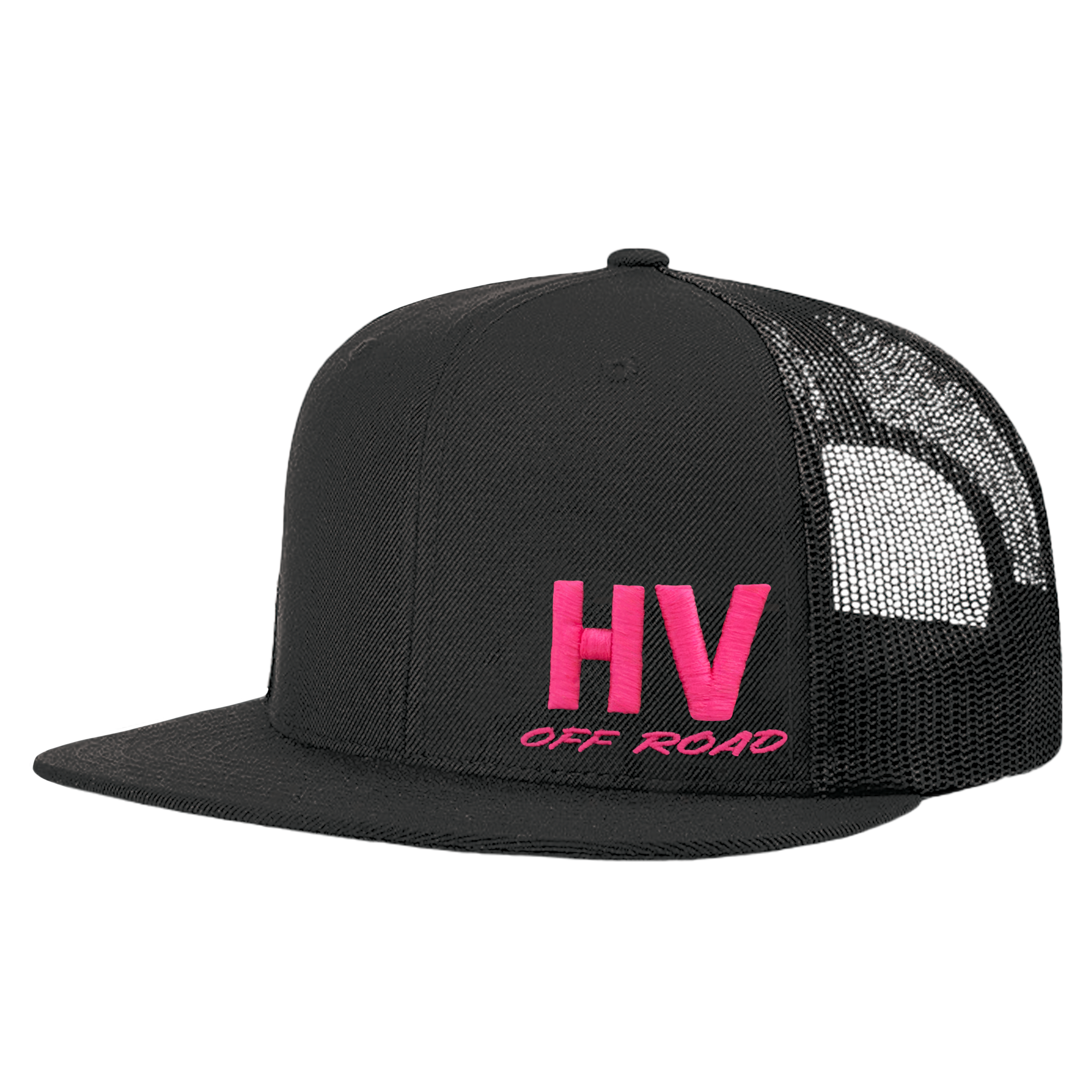 HV 3D Logo Flat Bill Black/ Neon Pink – High Voltage Workwear, image size:2000x2000