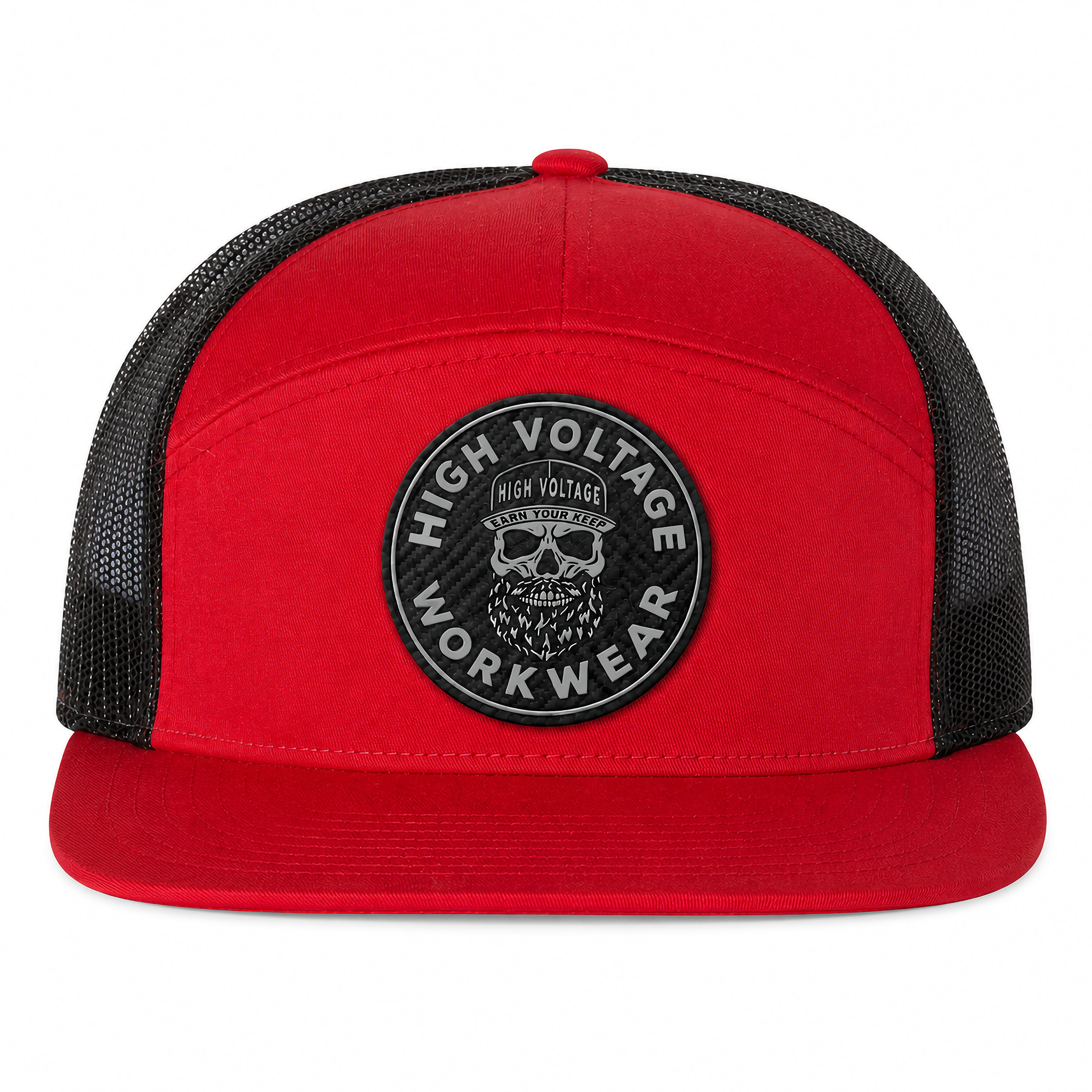 HV 7 Panel Patch Hat Red/Black