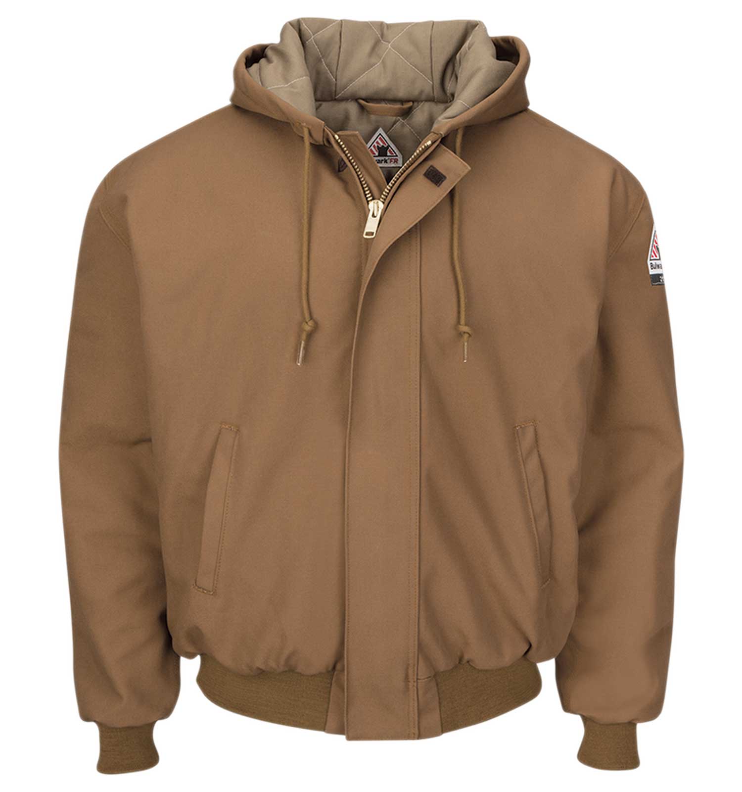 Bulwark EXCEL FR® ComforTouch® Brown Duck Hooded Jacket Knit Trim-JLH6BD